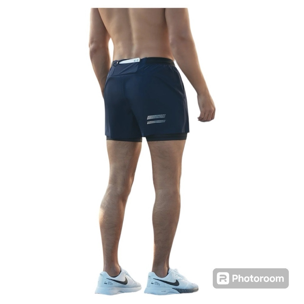 Aha Selected Men’s Pace Breaker Shorts 2-N-1 lined black size Large - Picture 2 of 7